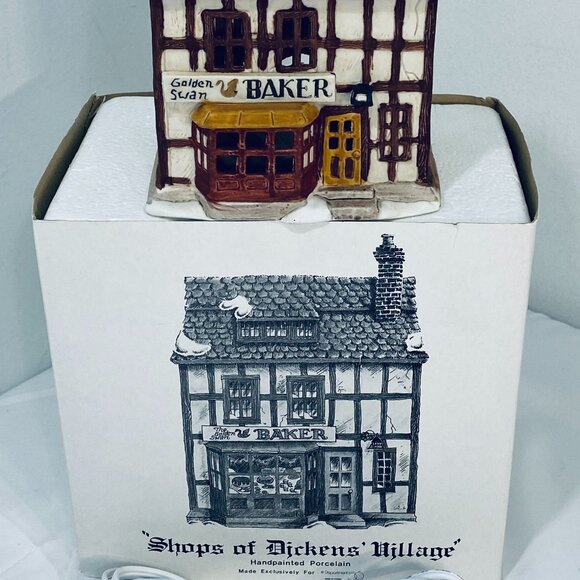 VNTG Dept56 Golden Swan Baker Shops of Dickens'Village NEW LIGHT,Boxed 1984 MINT - Picture 1 of 6